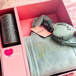 Juicy Couture Cool Blue/Aqua 3 Piece Set. NWT and In Pink Gift Box. $99 Retail.